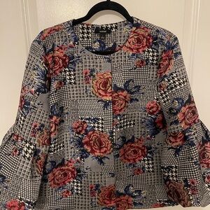 Alfani Floral Patchwork Blazer - Black, White, Pink, Blue